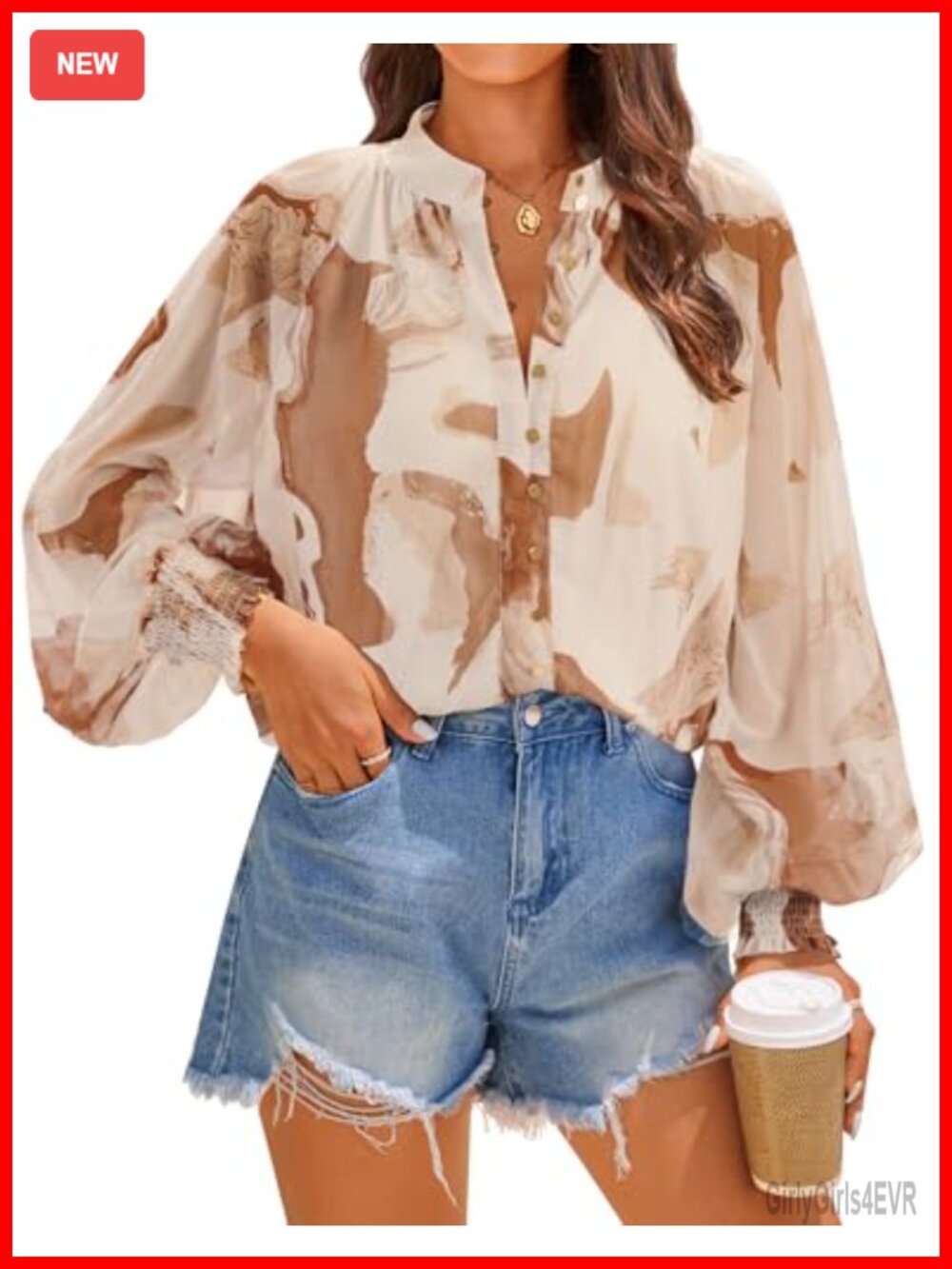 ZESICA Floral Print Button Down Long Sleeve Boho Blouse